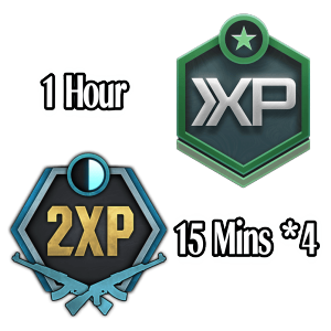 60 Mins Rank 2XP Token + 60 Mins Weapon 2XP Token